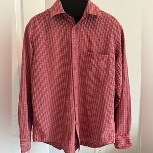 Bugatchi Uomo Red Plaid Button Down Shirt